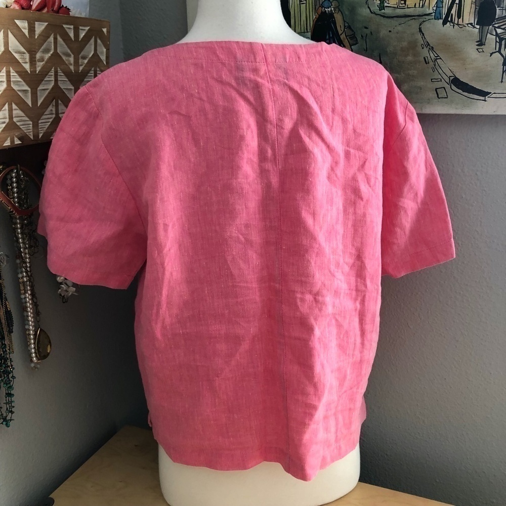 Carol Anderson Collection Linen Blouse Women's size M Short Sleeve Boxy NEW - Picture 3 of 12